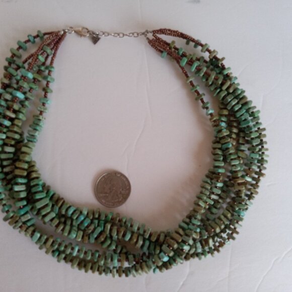 Genuine Signed Silpada 925 and Turqoise 6 Strand Necklace - Picture 2 of 7